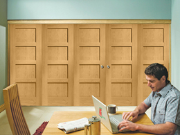 Freefold Shaker 4 Panel Oak Internal Folding Sliding Doors